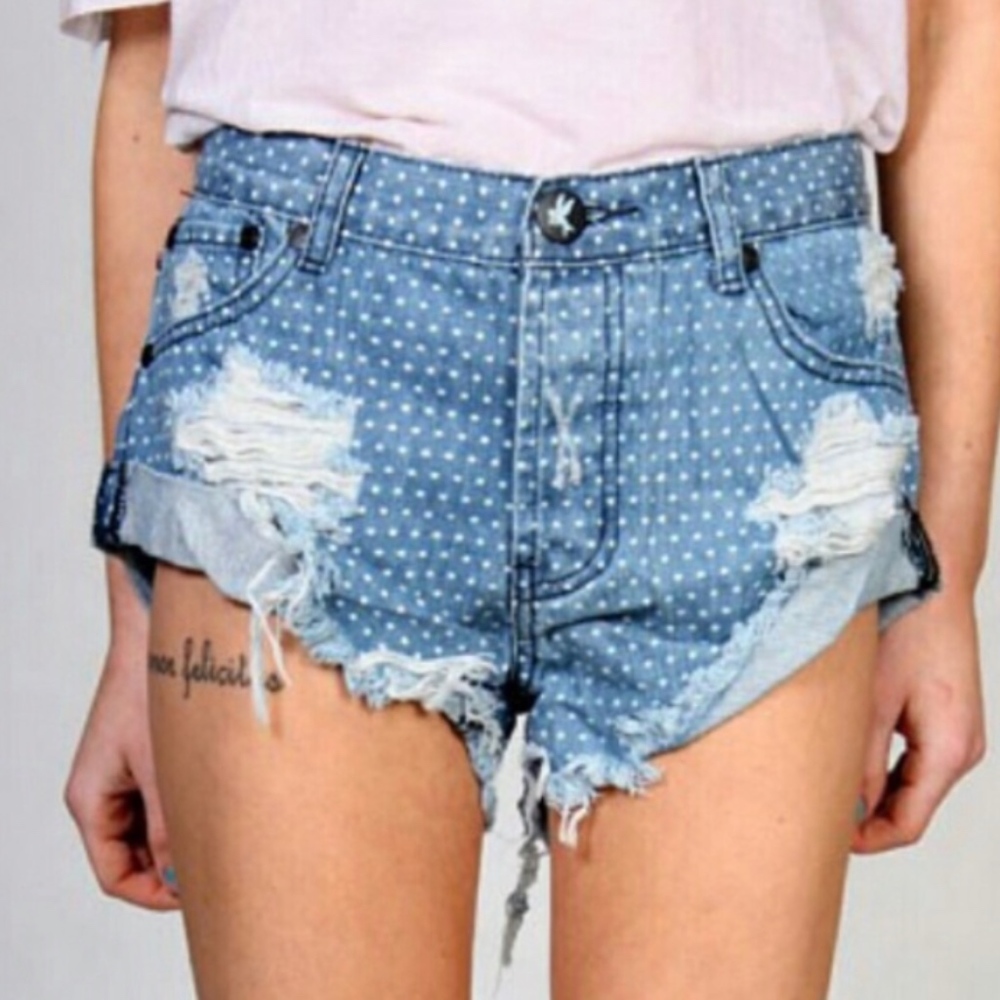 One Teaspoon polka dot bandits jean shorts